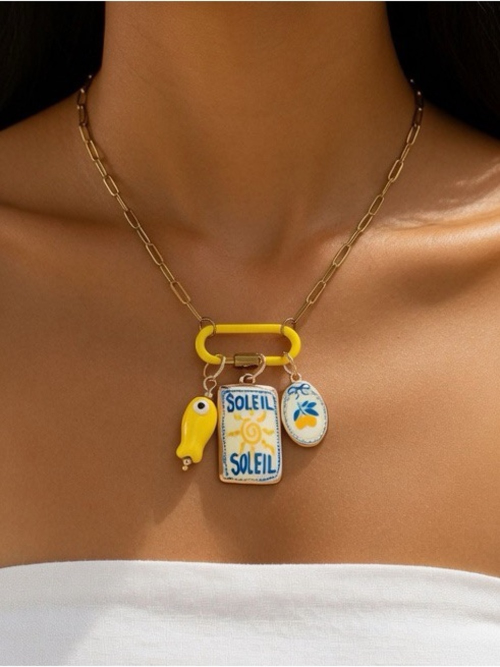 Soleil Yellow Charm Pendant Necklace
